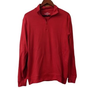 Vineyard Vines 1/4 Zip Red Pima Cotton Pullover